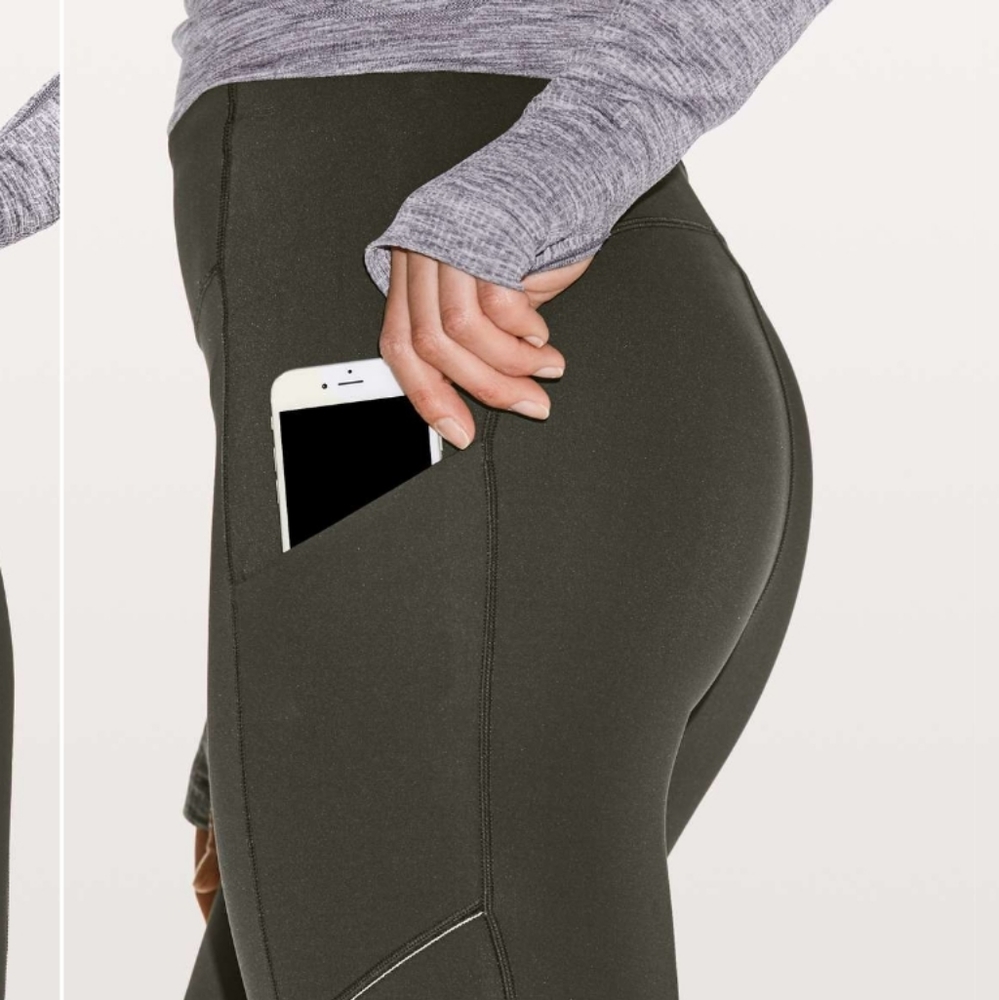 Lululemon 2  Speed Up Crop 21" Evergreen legging w pockets luxtreme.